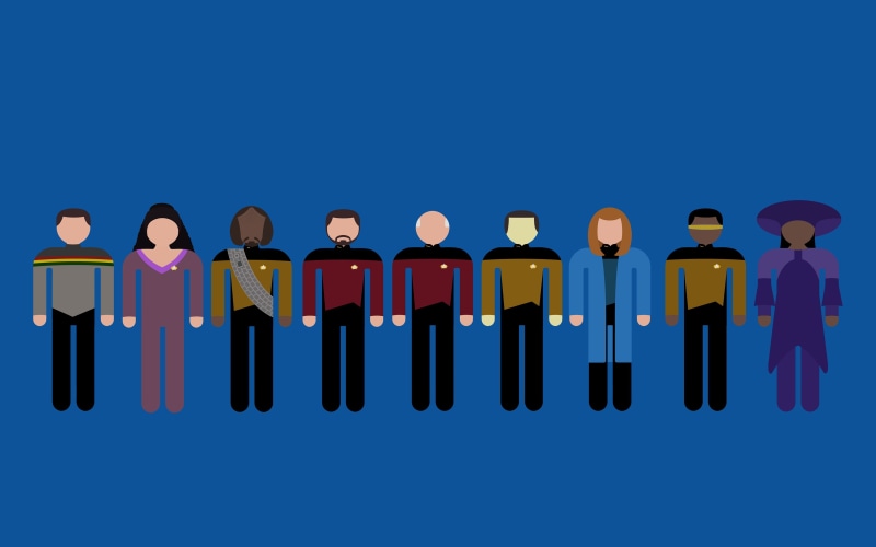 group of people, real people, outdoors, in a row, illustration, nature, multiple display, minimalism, sky, men, star, side by side, USS Enterprise (spaceship)