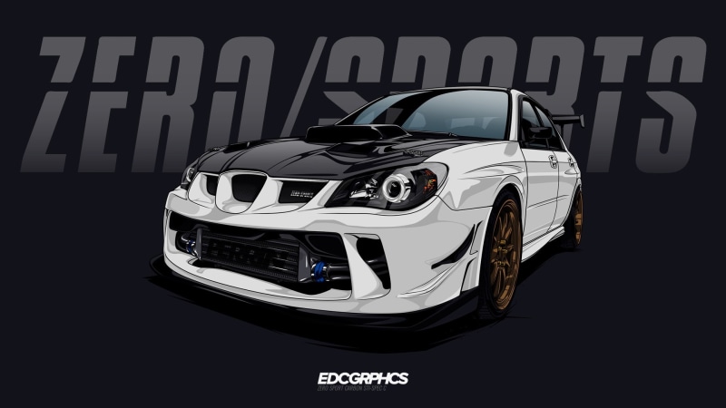 Subaru, render, Subaru Impreza WRX STi, 1080P, EDC Graphics, JDM, Japanese cars