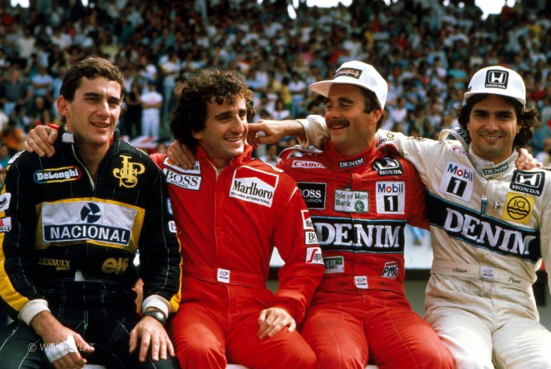 sport, Formula 1, jumpsuit, adult, legend, sports, red, Ayrton Senna, athlete, happiness, Nelson Piquet, match - sport, group of people, success, Nigel Mansell
