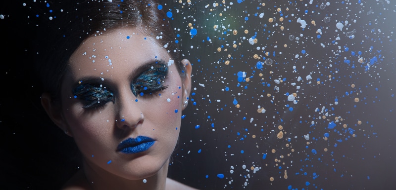 multi colored, beauty, 4K, eyeshadow, closed eyes, studio shot, headshot, blue, human face, close-up, one person, portrait, body part, digital composite