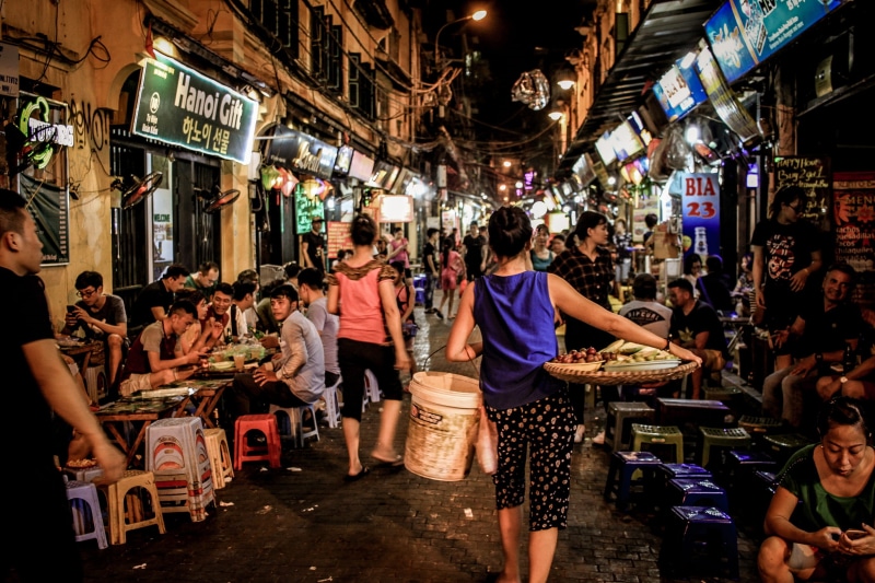 woman, neon lights, lifestyles, city, night life, street, buying, pail, large group of people, building exterior, real people, walking, woven, 2K, built structure