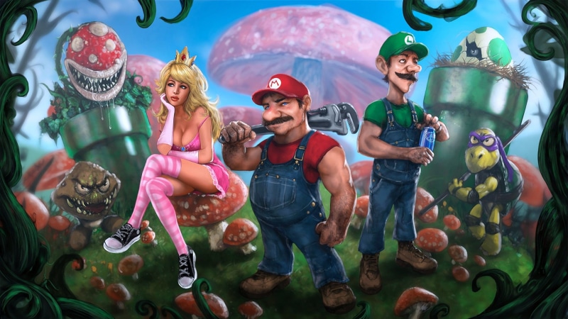 Kappa, Super Mario Bros., Mario, Piranha Plant, Luigi, Princess Peach, Goomba, 1080P