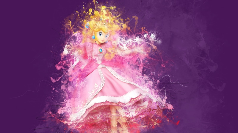 nature, hero, bizarre, art and craft, celebration, pink color, costume, Princess Peach, clothing, multi colored, yellow, Super Mario Bros., indoors, representation
