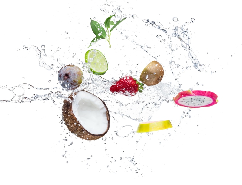 orange, white background, freshness, directly above, motion, lime, high angle view, water, white color, close-up, sliced, slices, figs, indoors, drops