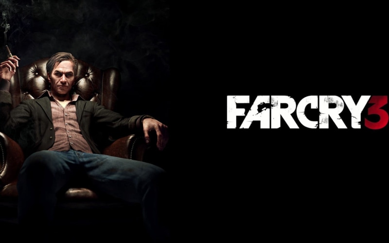 Far Cry 3, casual clothing, males, 720P, portrait, three quarter length, indoors, copy space, communication, video games, text, men, western script, sitting