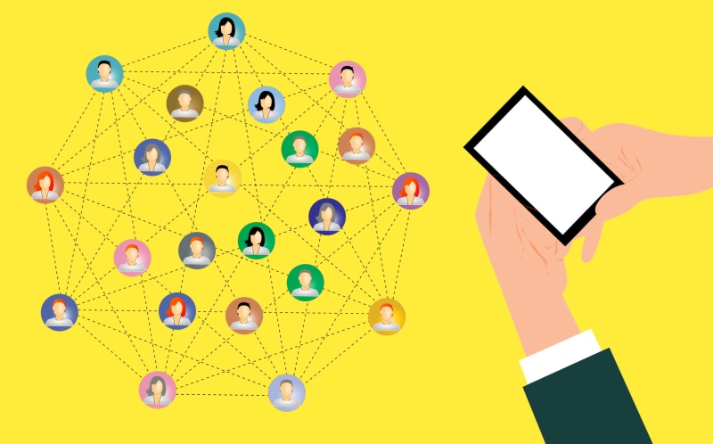 social networking, yellow, banner, content, portable information device, concept, global communications, communication, 2K, community, social media, computer network