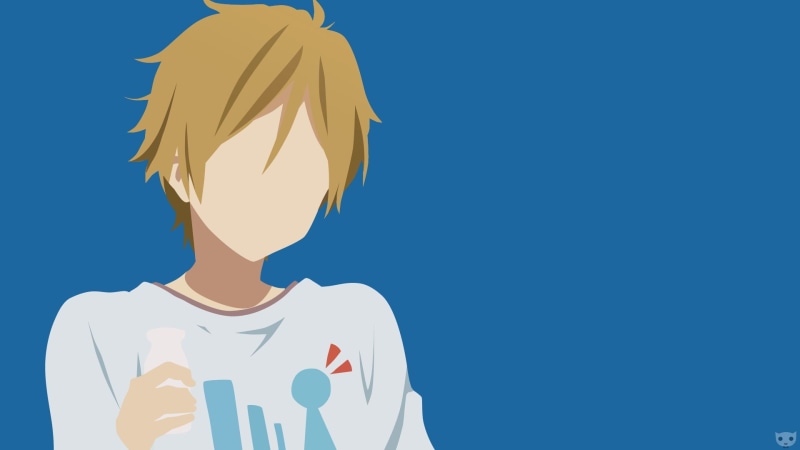 one person, sky, front view, copy space, blue, human body part, indoors, young adult, casual clothing, tamako market ooji mochizou, colored background