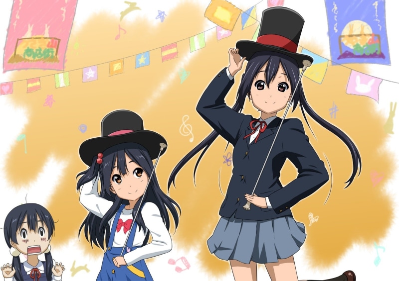 top hat, twintails, schoolgirl, Kitashirakawa Tamako, anime girls, Azuki Azusa, long hair, K-ON!, Tamako Market, 720P, skirt, dark hair, Kitashirakawa