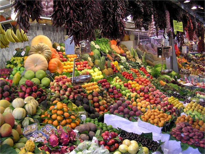 fruits, healthy, fresh, apples, peaches, market, market stall, citrus fruit, bananas, orange color, agriculture, 1080P, vegetables, retail, orange, stand