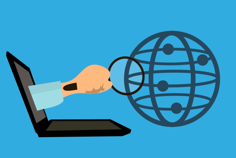 2K, equipment, view, global, data, connection, illustration, design, concept, computer, wireless technology, blue, web, software, modern, magnifying, computer icon