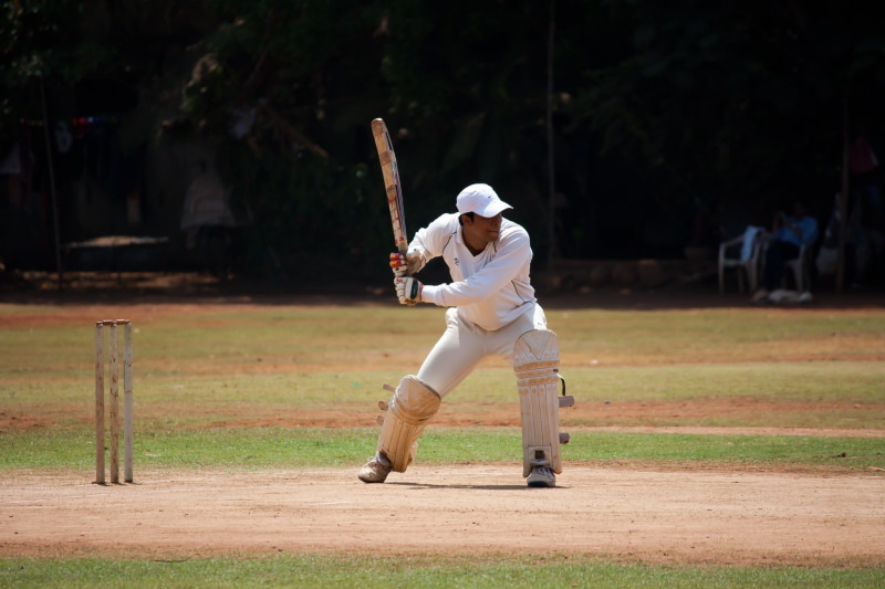 cricket bat, pitch, batsman, one person, competitive sport, playing, playing field, men, game, 4K, hitting, field, cricket, holding, full length, clothing