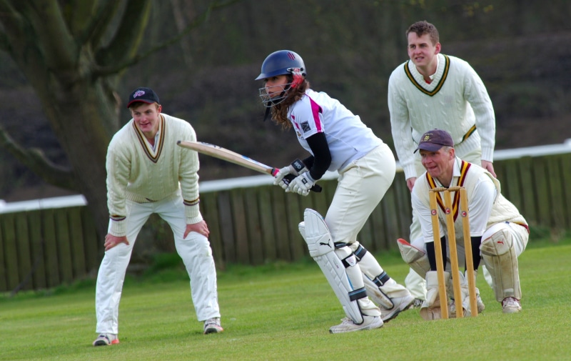 males, clothing, plant, mid adult men, headwear, cricket, shot, fielders, sport, pitch, protection, girl, wicketkeeper, helmet, competitive, holding, woman