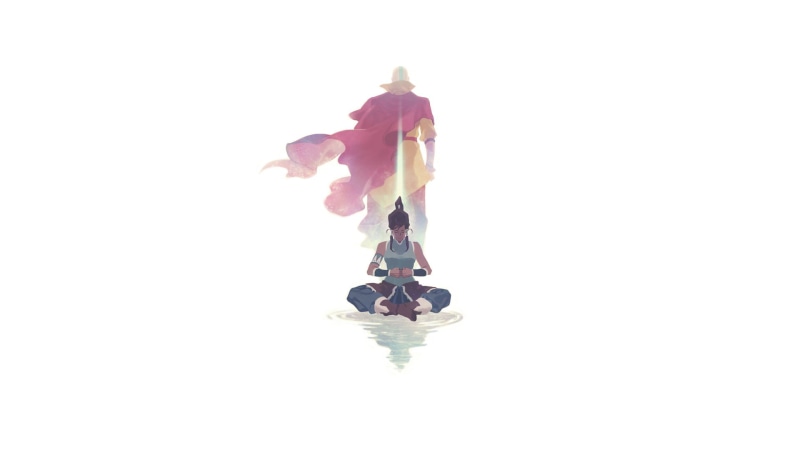 Aang (Avatar), Reflection, Avatar: The Legend Of Korra, Avatar (Anime), 1080P, Sitting, Bold, Brown Hair, Korra (The Legend Of Korra), avatar