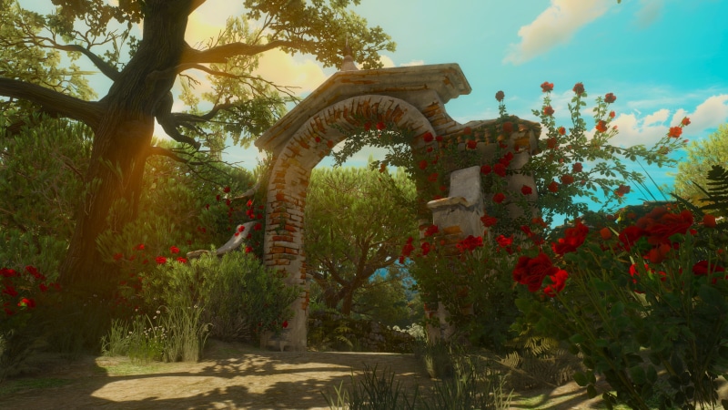 growth, cloud - sky, 4K, park, The Witcher 3: Wild Hunt - Blood and Wine, arch, nature, The Witcher, plant, garden, building exterior, no people, formal garden