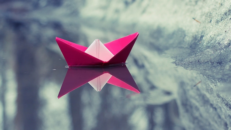 pink color, pink, paper, 1080P, simplicity, floating on water, ice, outdoors, shape, origami, tree, art and craft, craft, toy, freedom, lake, boat, paper boats