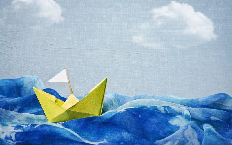 boat, wave, 1920x1200, paper, waves, artistic, white, 1080P, fabric