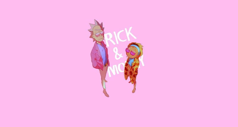 Minimalism, Morty Smith, Rick, Sanchez, Cartoon, Rick and Morty, Pink, Smith, Morty, 2K, Background, Rick Sanchez