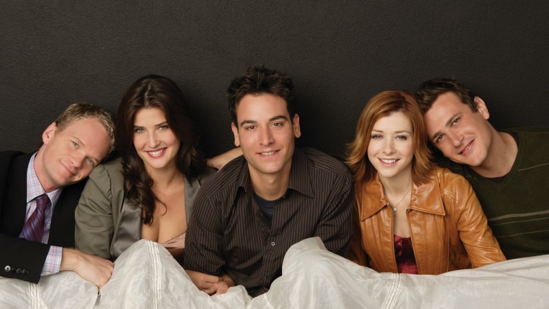 group of people, Cobie Smulders, young women, togetherness, TV, Jason Segel, laughing, movie, friendship, series, friends, young adult, men, portrait, indoors