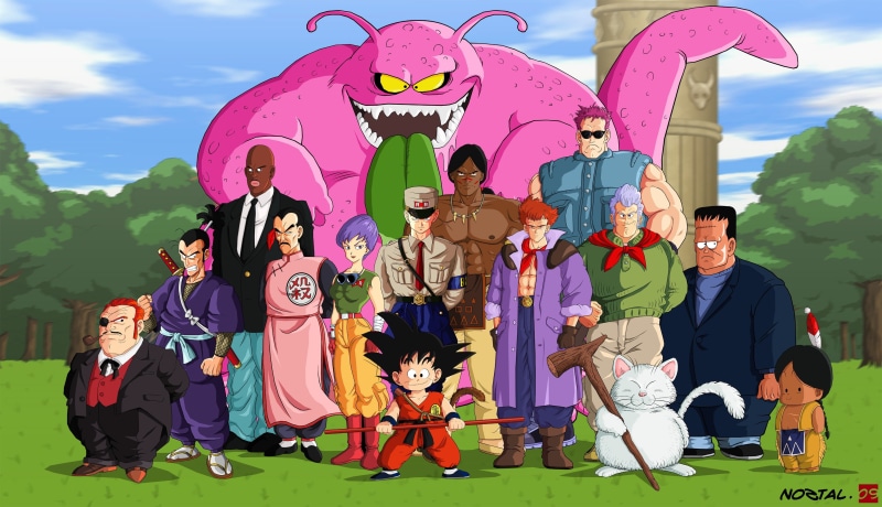 group, Dragon Ball, group of people, leisure activity, sky, full length, men, outdoors, characters, ball, lifestyles, real people, 2K, clothing