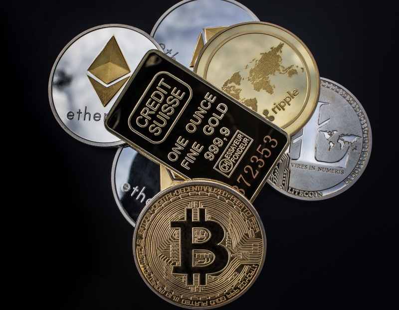 western script, money, studio shot, text, blockchain, emotion, litecoin, number, ripple, metal, ethereum, black background, cryptocurrency, still life