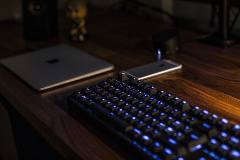 recording Studio, Peripherals, selective focus, in a row, still life, 5K, indoors, button, focus on foreground, business, technology, bottle, brown, no people