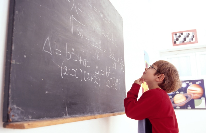 elementary School, formula, chalkboard, teaching, standing, learning, childhood, cheerful, classroom, side view, 5K, school Building, black, caucasian Ethnicity