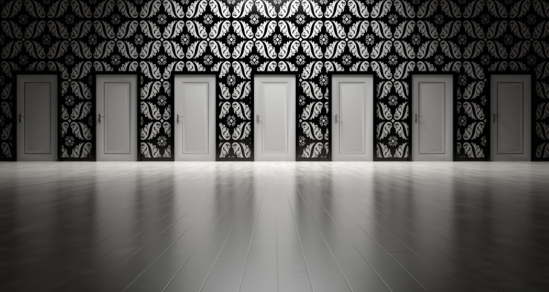 strategy, doorway, elegant, confusion, door, open, decide, opportunity, tile, life, flooring, solution, doors, option, white, floral pattern, chance, alternative