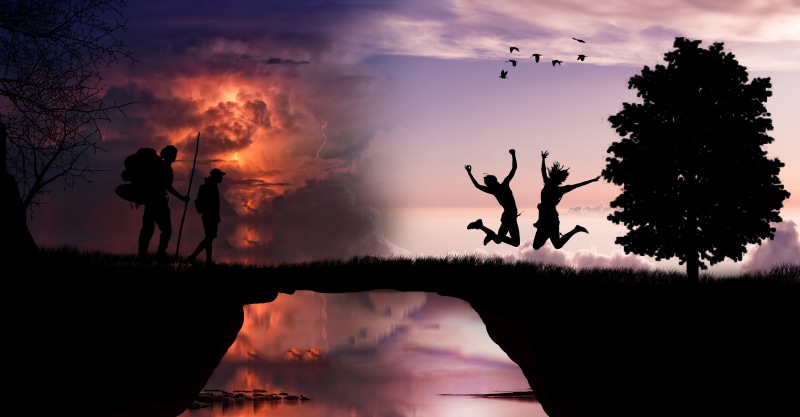destination, orange color, choice, water, options, decision, full length, standing, decision making, group of people, real people, cloud - sky, scenics - nature