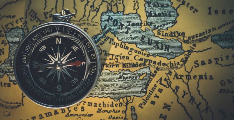 navigational compass, west - Direction, guidance, global communications, travel, old-fashioned, world Map, gray, silver, still life, east, indoors, brown