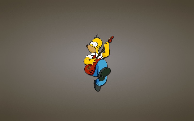 1080P, Red, simpson, jolly, The Simpsons, homer, play, Guitar, Homer Simpson