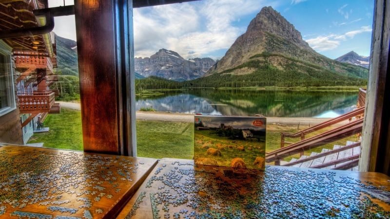 no people, mountain, puzzles, photo manipulation, beauty in nature, lake, 1080P, digital art, water, day, transparent, sky, HDR, reflection, river, cloud - sky