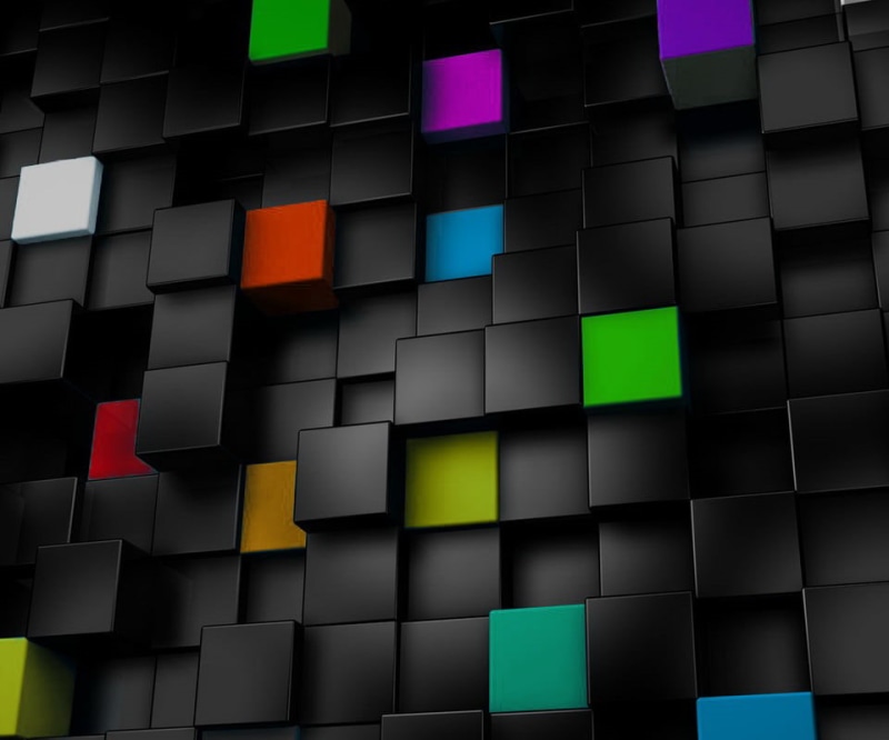 cubes, indoors, multi colored, full frame, architecture, Abstract 3D, purple, built structure, abstract, repetition, glass - material, black background