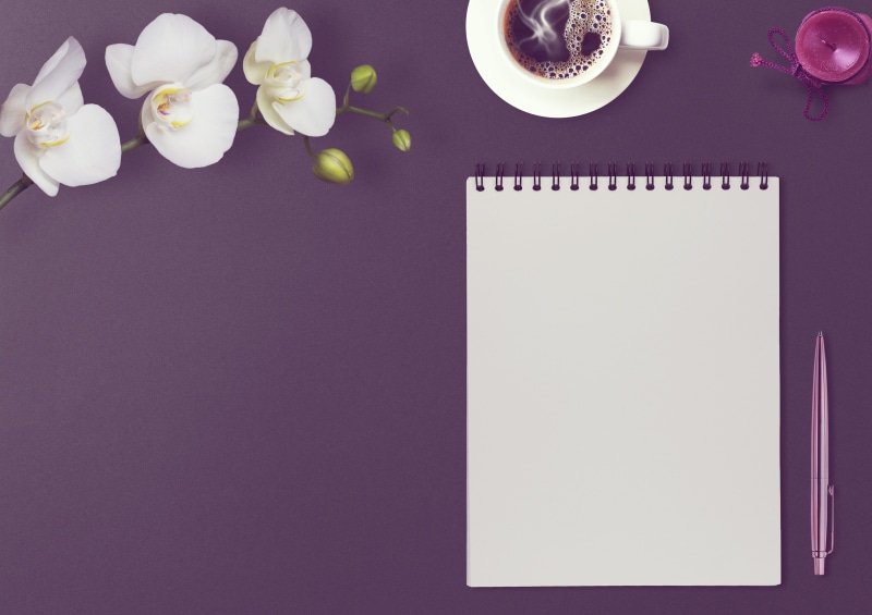 candle, 5K, writing pad, freshness, write, scrapbooking, flower, orchid, flowering plant, coolie, white color, workplace, beauty in nature, plant, food and drink