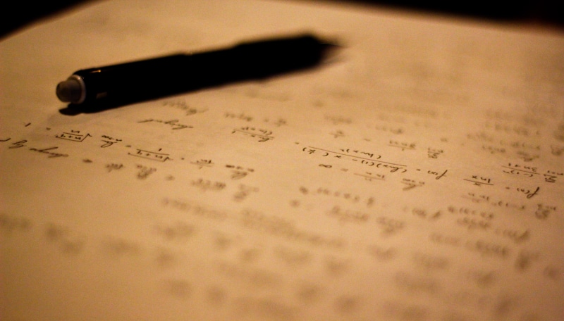 homework, no people, document, still life, click, white, writing, journal, pencil, math, selective focus, cursive, message, silver colored, black, calculus