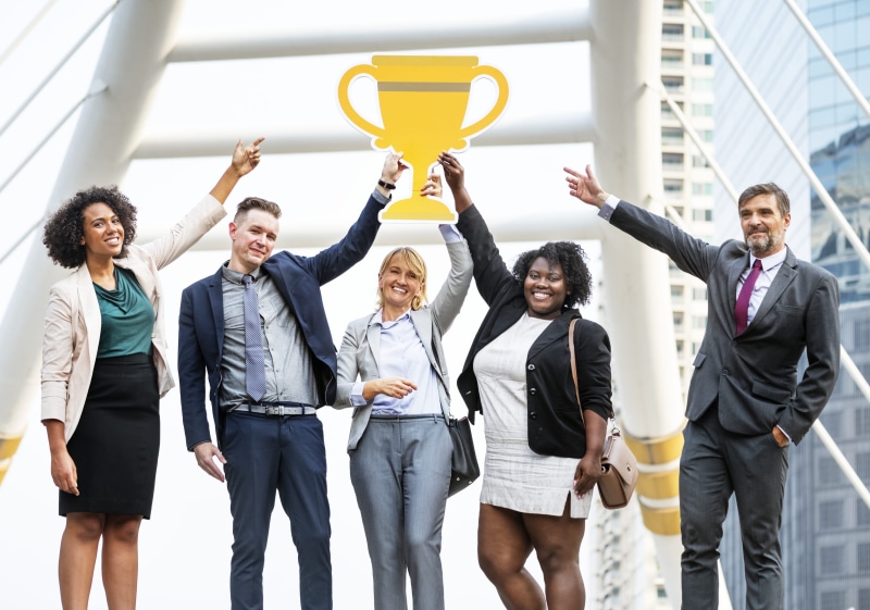 office, businesswomen, office worker, caucasian, people, body part, group, together, human arm, black, young adult, award, westerner, three quarter length