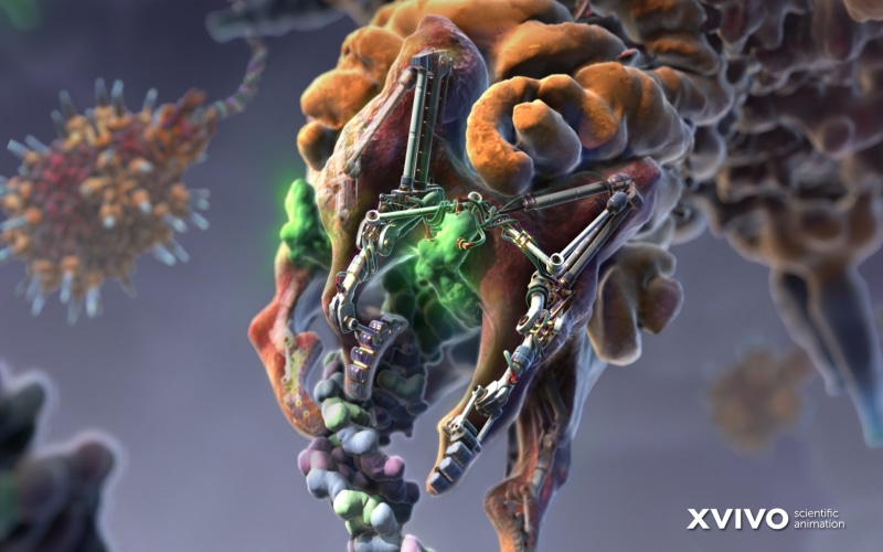 nanobot, depth of field, animation, bacteria, biology, CGI, 1080P, macro, closeup, viruses, XVIVO, robot, science, digital art