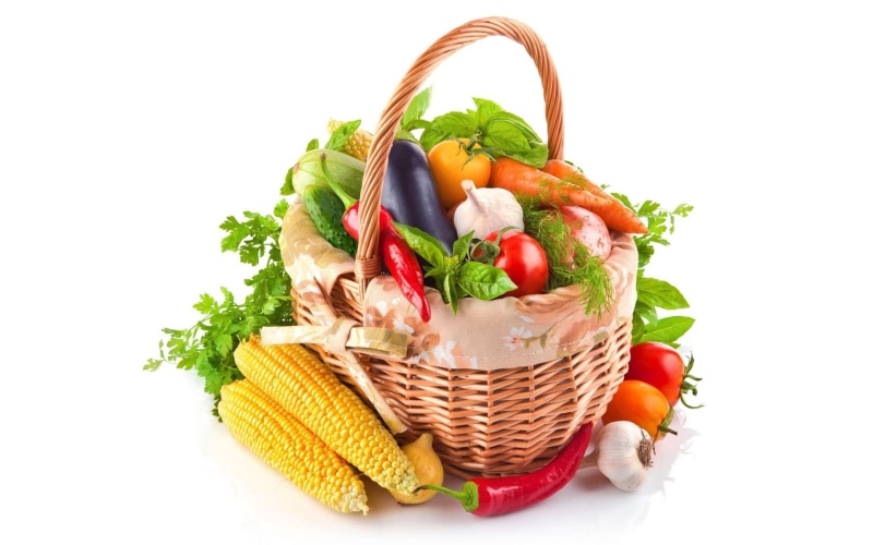 agriculture, groceries, close-up, root vegetable, basket, parsley, dieting, isolated, corn, food, onion, green Color, vegetables, variety, group of Objects