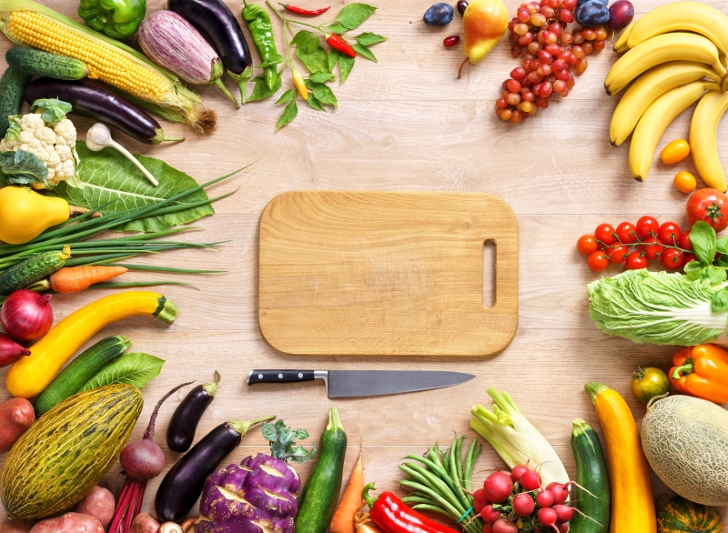 food, pear, pepper, drain, bow, 4K, corn, eggplant, knife, tomatoes, peppers, zucchini, plum, beets, cabbage, bananas, banana, grapes, vegetables, melon
