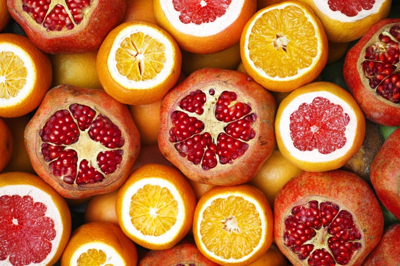 red, juicy, fruit, organic, diet, 4K, healthy, full frame, ripe, sweet Food, Oranges, choice, food, pomegranate, snack, orange, large group of objects