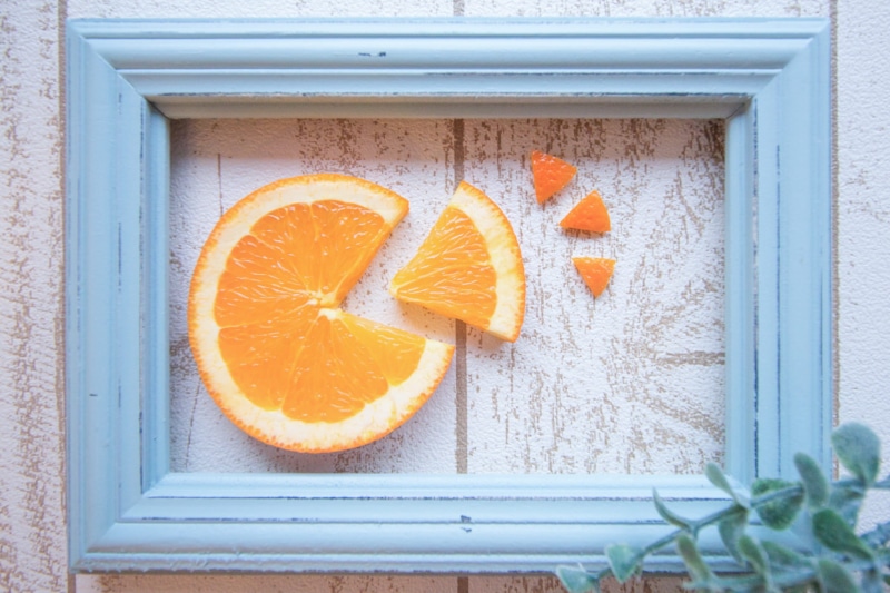 orange - Fruit, day, healthy eating, plant part, table, freshness, wall, Orange, slice, close-up, fruit, no people, yellow, directly above, high angle view