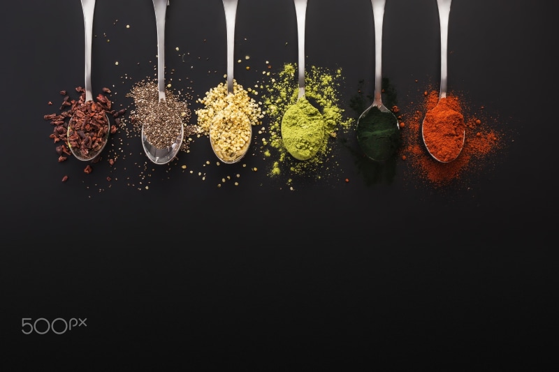 the dark background, spoon, style, 1080P, seasoning, food