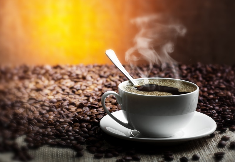 white, espresso, ceramic, roasted, steam, dark, scented, gourmet, grains, morning, bean, brown, spoon, table, close-up, coffee Crop, black Color, cup, smoke
