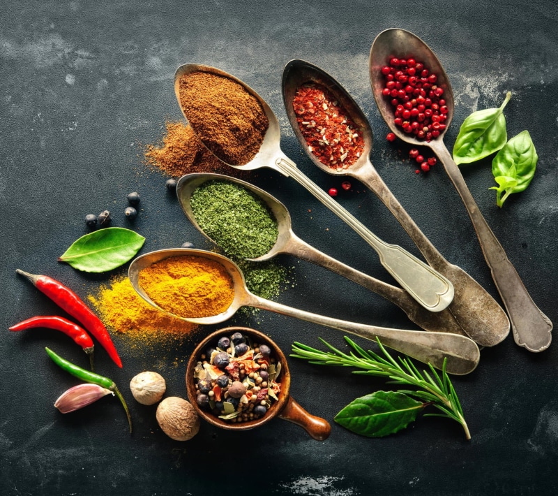 ingredient, freshness, choice, spice, vegetable, red chili pepper, herb, food and drink, variation, spoons, pepper, food, spices, chili pepper, healthy eating
