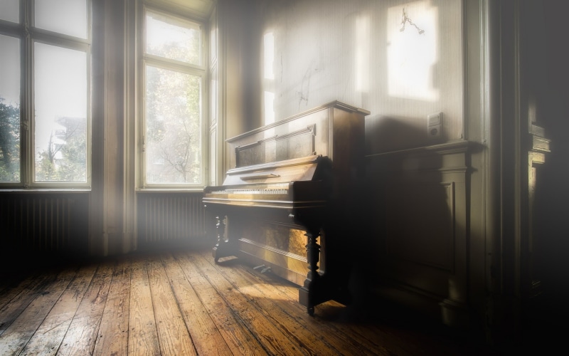 Music, brown, 1080P, Rays, upright, Piano, Room, black, Sun