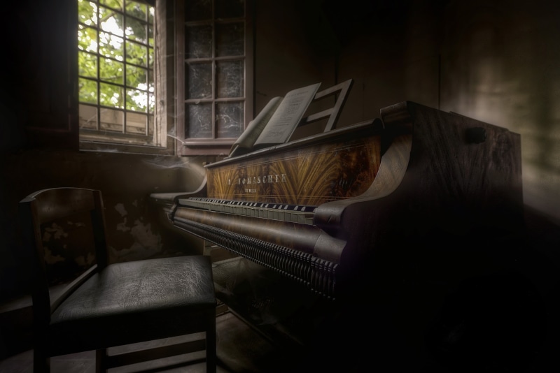 room, arts culture and entertainment, kitchen, window, indoors, musical equipment, piano, no people, music, abandoned, musical instrument, old, day, home interior