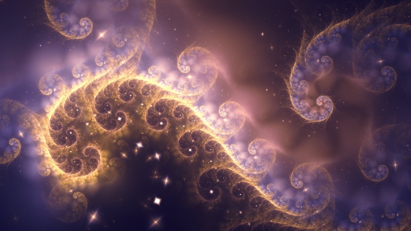 sea life, outdoors, sparkles, space, animal, no people, underwater, jellyfish, swimming, yellow, blue, animals in the wild, spiral, fractal, 1080P, animal wildlife