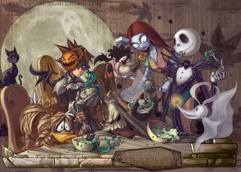 duck, Kingdom Hearts, ducks, hd, 480P, skellington, donald, animals, art, goofy, x, hearts, jack, kingdom