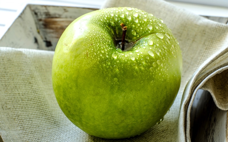 2K, green, green apple, apple, water, drop, fruit, water drop, fresh