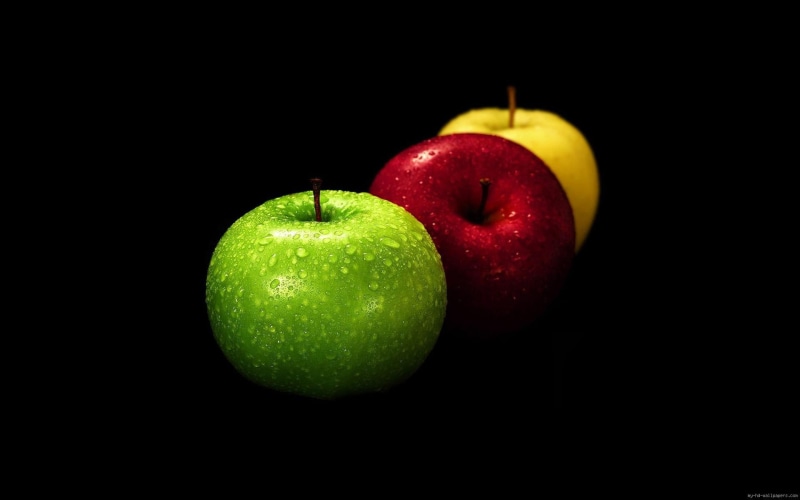 green, fruit, food, red, colored, 1080P, yellow, apple