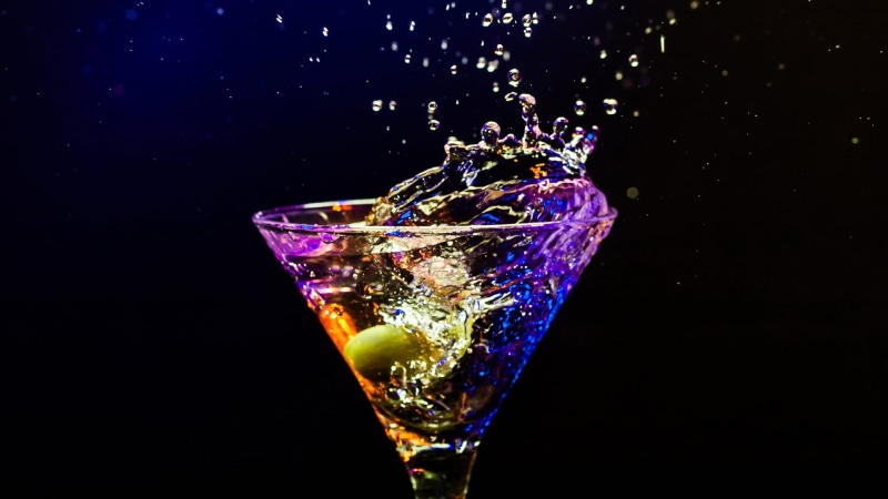 liquid, black background, juice, close-up, bar, water, transparent, motion, drinks, close, glass, bottle, drop, indoors, drink, mixed drink, wine, drinking glass
